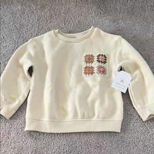 Little Co. Cream Kids Crochet Patch Sweatshirt